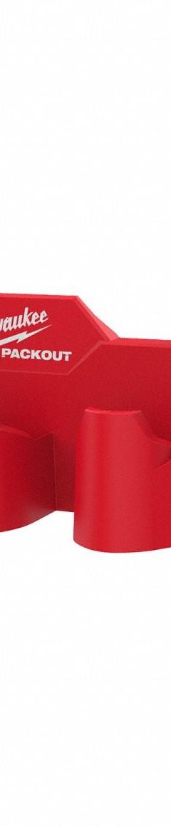 MILWAUKEE PACKOUT Tool Box Battery Rack Attachment: 5 in W x 4 13/16 in H x 16 13/16 in L, Red (MPN 48-22-8604). Key specifications — attr1120120: Impact-Resistant; attr1120130: MILWAUKEE; attr1120217: ABS Plastic; attr1120218: Red; attr1126375: Rolling Tool Boxes.