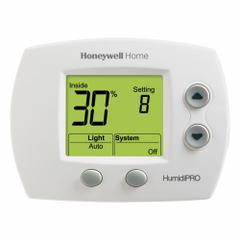 Humidity Controller: Duct Mount/Wall Mount, 24V AC, Dehumidifier Control Compatible, 24V AC (MPN H6062A1000). Key specifications — Mounting Location: Duct Mount; Input Voltage: 24V AC; Product Type: Humidity Controller; Brand: HONEYWELL HOME; Outdoor Temperature Sensor: Yes.