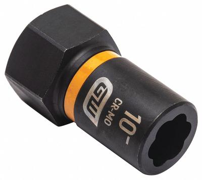 GEARWRENCH Bolt Extractor: 10 mm Socket Size, 7-Point, Std, Black Oxide - 3/8" Drive Bolt Extraction Impact Sockets