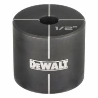 DEWALT Knockout Die: 10 ga Sheet Metal Capacity (Steel), 1/2 in Nominal Size, Round, DCE600012D. Key specifications — attr63418: DCE600012D; attr63421: DEWALT; attr63425: No; attr63427: Hydraulic Knockout Tool; attr63430: Stainless Steel.