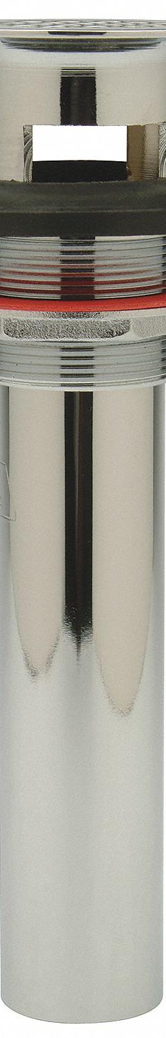 ZURN Sink Drain: Brass, Chrome, 2 1/4 in Overall Dia, Slip, 1 1/2 in Pipe Dia, Includes Overflow (MPN Z8743-1-6-PC). Key specifications — Product Type: Sink Drain; Brand: ZURN; Finish: Chrome; Material: Brass; Includes Overflow: Yes; Includes: Cast Brass Locknut and 6 in Tailpiece.