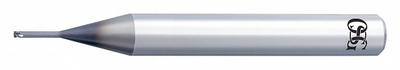 OSG Corner Radius End Mill: Carbide, WXS Coated, 4 Flute, 1.5 mm Mill Dia, 50 mm LOC - Pencil-Neck Carbide Corner-Radius End Mills for Hardened Materials