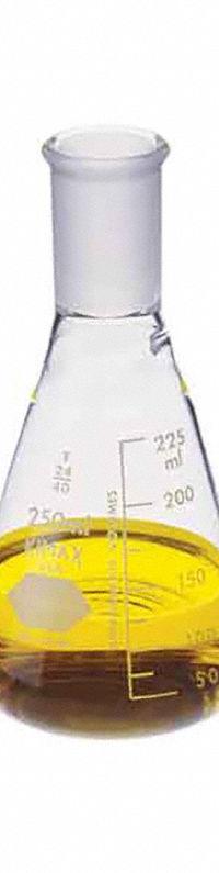 KIMBLE Erlenmeyer Flask: 125 mL, Colorless, Conical, A, 24/40 Compatible with Stopper Size (MPN 26510-125). Key specifications — Shape: Conical; Body Color: Colorless; Brand: KIMBLE; Compatible with Stopper Size: 24/40; USP Specification: Type I.