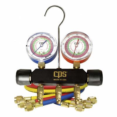 PRO-SET Manifold Gauge Set: 2 Valves, 3 Hoses, 2 1/2 in Gauge - Analog Manifold Gauge Kits