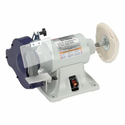 Dayton Bench Grinder & Buffer: Fixed Speed, 3/4 hp, 8 in Max Wheel Dia, 3,450 RPM - Fixed-Speed Grinder/Buffers with Dust Exhaust Port
