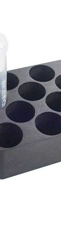 Centrifuge Block: 2 in Overall Ht, 5 1/2 in Overall Lg, 4 in Overall Wd, Evaporator (MPN 109A YH-2429-50). Key specifications — Compatible with Product Type: Evaporator; Features: (12) Positions for 50 mL Centrifuge Tubes; Brand: GLAS-COL.