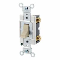 LEVITON Toggle Single-Pole, 15 Amp: Toggle Switch, Single Pole, Maintained, Ivory, 120/277V AC, 15 A (MPN CSB1-15I). Key specifications — Illuminated: No; Voltage Rating: 120/277V AC.