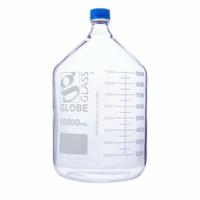 GLOBE SCIENTIFIC Media Bottle: 10 L, Screw-On, GL45, 410 mm, Colorless, Closure Included, Attached (MPN 810010K). Key specifications — Closure Type: Screw-On; Mouth Size: Wide; Screw Closure Size: GL45; Brand: GLOBE SCIENTIFIC; Body Color: Colorless.