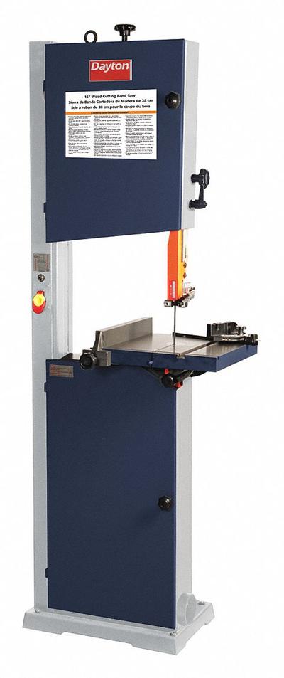 Dayton Band Saw: Vertical, 120/240V AC, 14 5/8 in Throat Dp - Vertical, 2,000 SFPM/2,800 SFPM - Two-Speed Wood-Cutting Band Saws