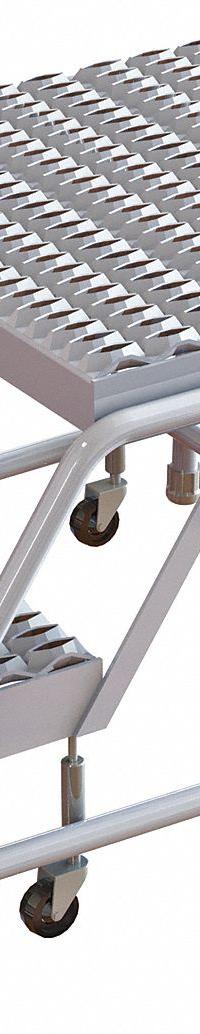 TRI-ARC Step Stool: 1.7 ft Overall Ht, 350 lb Load Cap, 2 Steps, Aluminum, 1.7 ft Standing Ht (MPN WLAR002165-D4). Key specifications — Product Type: Rolling Step Stool; Brand: TRI-ARC; Casters Included: (4) Swivel; Color: Silver; Includes Handrails: Handrails Not Included; Shape: Rectangle.