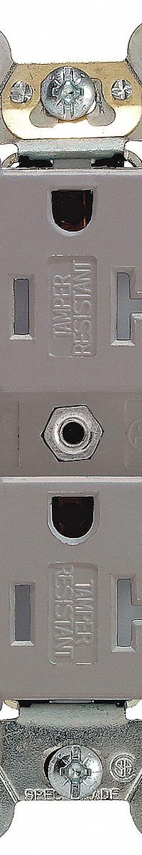 LEVITON Receptacle: Duplex, 5-20, Gray, 125V AC, 20 A, 2 Pole / 3 Wire (MPN TBR20-GY)
