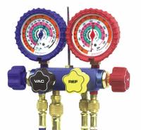 IMPERIAL Manifold Gauge: 4 Valves, 4 Hoses, Series 600, For R-22/R-404A/R-410A (MPN 644-C). Key specifications — Product Type: Manifold Gauge Set; For Refrigerant Type: R-410A; Brand: IMPERIAL; Gauge Boots: Yes.