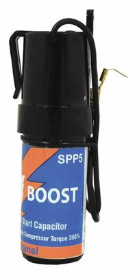 Hard Start Kit: 2 Wire, 43-53 MFD, 90-277V AC, 1/2 hp to 10 hp, Positive Temp Coefficient Relay (MPN SPP5). Key specifications — For Compressor Type: Reciprocating; Manufacturer Part Number: SPP5; Brand: SUPCO; For Cooling Capacity Range: 1/2 to 5 ton; Control Voltage: 90-277V AC.