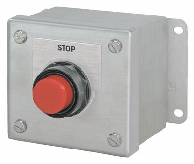 Siemens Control Station: Extended Push Button, 0 Pilot Lights, 1NO/1NC, Stop - Push-Button Control Stations