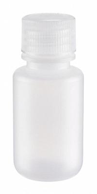 APPROVED VENDOR Laboratory Bottle: HDPE, 30 mL, 30 mL, Natural, 20-410 mm Screw Closure Size (MPN 209045). Key specifications — Body Color: Natural; Closure Attached: Attached; Brand: APPROVED VENDOR; Pre-Cleaned: None; Closure Included: Yes.