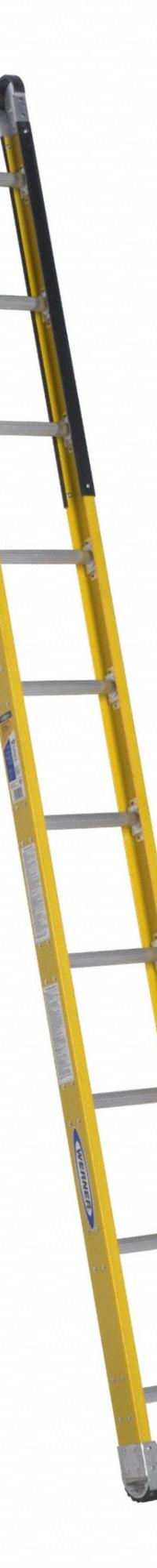 WERNER Manhole Ladder: 10 ft Ladder Size, Fiberglass, 375 lb Load Capacity, 24 lb Wt, 10 Rungs (MPN M7110-1). Key specifications — Color: Yellow; Brand: WERNER; Included Features: Mar-Resistant End Caps; Shoe Type: Slip-Resistant.