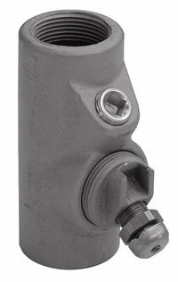 Sealing Fitting - Vertical: Iron, 1 1/4 in Trade Size, Female, 5 1/2 in Overall Lg (MPN EYDEF125). Key specifications — Brand: APPLETON ELECTRIC; Connection Type: Threaded; Thread Gender: Female; Ends - Hazardous Fittings: 1-1/4 in FNPT x 1-1/4 MNPT; Material: Iron; Hazardous Location Rating: Class II, Division 1 and 2, Groups E, F, G; Thread Type: NPT; Standards: UL 886.
