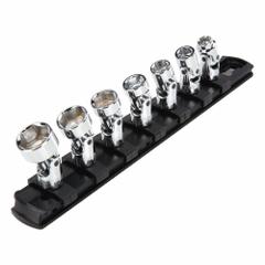 TEKTON Socket Set: SAE, 7 Pieces, (7) 6-Point, 1/4 in Drive Size, 6-Point Std Socket Set (MPN SHD90109). Key specifications — attr1204587: Rail; attr1204586: TEKTON; attr1204595: (7) 6-Point; attr1215394: 1/4 in to 9/16 in; attr1224268: 1/4 in.