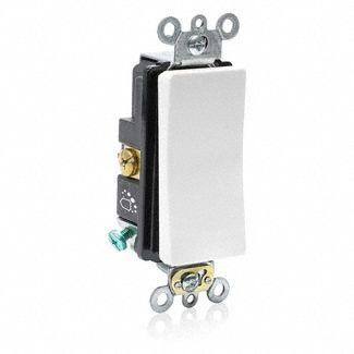 LEVITON Wall Switch: Rocker Switch, Single Pole, Maintained, White, 120/277V AC - Rocker Wall Switches