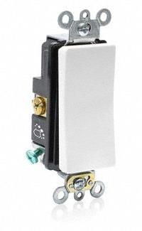 LEVITON Wall Switch: Rocker Switch, Single Pole, Maintained, White, 120/277V AC, 20 A (MPN A5621-2W). Key specifications — Illuminated: No; Voltage Rating: 120/277V AC.