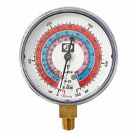JB INDUSTRIES Low Side Gauge: Low Side Gauge, 30 in Hg to 500 psi, Non-Liquid Filled, 2 1/2 in Dia (MPN M2-863). Key specifications — Brand: JB INDUSTRIES; Accuracy: ± 1%; Color: Blue; Calibration Certificate Type: Not Certified; For Refrigerant Type: R-410A.