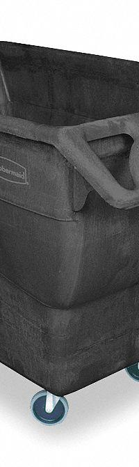 RUBBERMAID COMMERCIAL PRODUCTS Tilt Truck: 20.2 cu ft, 1,000 lb, 64 1/2 in L x 30 1/2 in W x 38 in H (MPN FG101300BLA). Key specifications — Color: Black; Brand: RUBBERMAID COMMERCIAL PRODUCTS; Caster/Wheel Configuration: (2) Swivel.