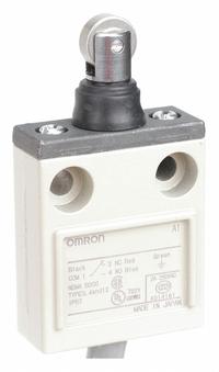 OMRON Roller Plunger Limit Switch: Roller Plunger, Metallic, Momentary, D4C (MPN D4C1632). Key specifications — attr1019632: OMRON; attr1019639: 9.8 ft Cable (SJT(O)); attr1019655: Stainless Steel; attr1023447: D4C.