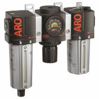 ARO Filter/Regulator/Lubricator: 3/4 in NPT, 171 scfm, 140 psi Max Op Pressure, 5 micron, Metal Bowl (MPN C38351-811). Key specifications — attr109588: 2000; attr109524: ARO.