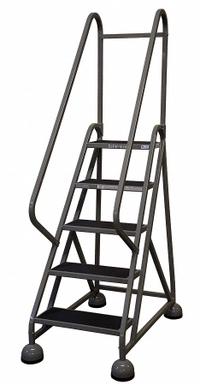 COTTERMAN Rolling Ladder: 3.8 ft Platform Ht, Partially Assembled, Steel, Wt-Actuated Auto-Lock (MPN ST-521 A2 C1 P5). Key specifications — Includes Handrails: Handrails Included; Material: Steel; Brand: COTTERMAN; Color: Gray.