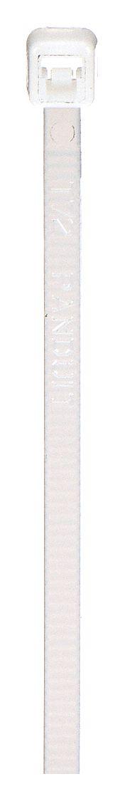 PANDUIT Cable Tie: 4 in Nominal Lg, 4 in Nominal Max. Bundle Dia., 0.1 in Wd, Natural, 100 PK (MPN PLT1M-C). Key specifications — Outdoor Use: No; Color: Natural; Brand: PANDUIT.