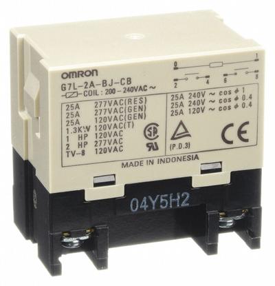 OMRON Enclosed Power Relay: Bracket Mounted, 30 A Current Rating, 200/240V AC - Bracket-Mounted Relays