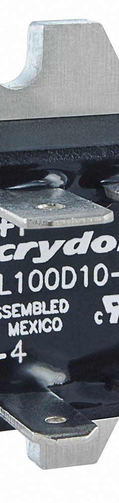 CRYDOM Solid State Relay: Surface Mounted, 5 A Max Output Current, MOSFET, DC Output (MPN EL100D5-24). Key specifications — Brand: CRYDOM; Current Type: DC; Electrical Connection: Quick-Connect; Finger Safe: No; Input Current: 14 mA; Maximum Output Current without Heat Sink: 5 A; Mounting Style: Panel; Output Voltage: 3 to 100V DC.