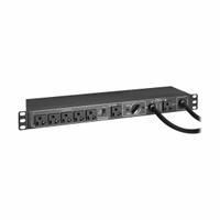EATON TRIPP LITE PDU: Single-Phase, 125V AC, 6 Outlets, (6) NEMA 5-20R, 1 RU, Front Facing (MPN PDUB201U). Key specifications — Brand: EATON TRIPP LITE; Phase: Single-Phase; Maximum Input Voltage: 125V AC; Receptacle Type: (6) NEMA 5-20R; Mounting Location: Wall; Facing: Front.