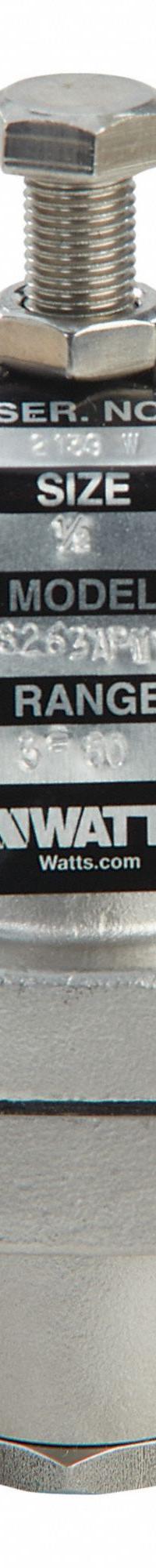 WATTS Pressure Regulator: FNPT x FNPT, 3/8 in Pipe Size, Stainless Steel, 20 psi to 175 psi (MPN 3/8 SS 263A 20 175). Key specifications — Brand: WATTS.