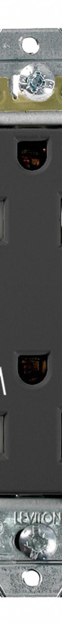 LEVITON Decora Plus Duplex Receptacle Outlet: Duplex, 5-20, Black, 125V AC, 20 A, 2 Pole / 3 Wire (MPN WTD20-E)