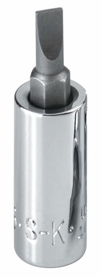 SK PROFESSIONAL TOOLS Socket Bit: 3/8 in Drive Size, Slotted Tip, #6 Tip Size, 2 45/64 in Overall Lg (MPN 45473). Key specifications — attr1213360: Replaceable Insert; attr1213362: SK PROFESSIONAL TOOLS; attr1213353: #6.