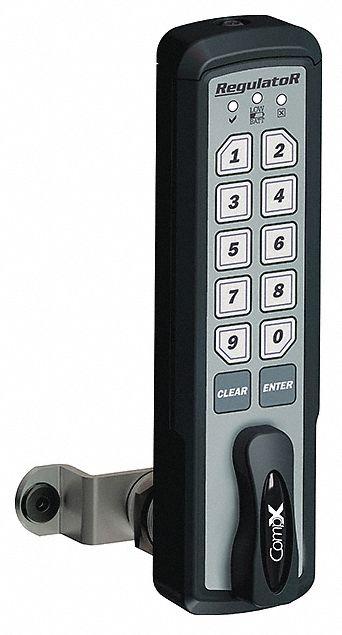 COMPX REGULATOR Electronic Keyless Lock: Cam Latch, 1 1/2 in Body Ht, 5 7/16 in Body Wd - Electronic Keypad Cabinet & Locker Locks