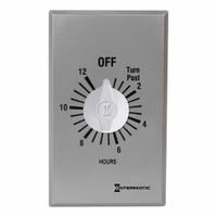 INTERMATIC Spring-Wound Timer: 12 hr Max, DPST, 277V AC, Wall Plate Included, Silver (MPN FF412H). Key specifications — Brand: INTERMATIC; Includes Hold: No Hold Included.