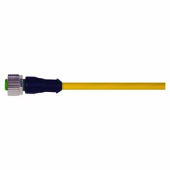 Cordset: M12 Female Straight X Bare Wire, 5 Pins, Yellow, PVC, 0.3 m Cable Lg, 4 A Max Current (A) (MPN 7000-12241-0150030). Key specifications — Cable Jacket Color: Yellow; End 1 Gender: Female; End 1 Mounting Orientation: Straight; End 2 Connection Type: Bare Wire; IP Rating: IP67; Brand: MURRELEKTRONIK; Wire Size: 22 AWG; Cable Jacket Material: PVC.