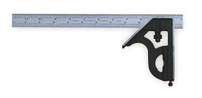 STARRETT Combination Square: SAE, Steel, Brushed, 12 in Blade Lg - Machinist Precision Steel Combination Squares