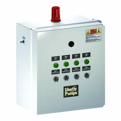 LIBERTY PUMPS Quadplex Control Panel: Quadplex, 3, 208/230V AC, 4 to 6.3 A, Tether Float - Multi-Purpose Pump Control Panels