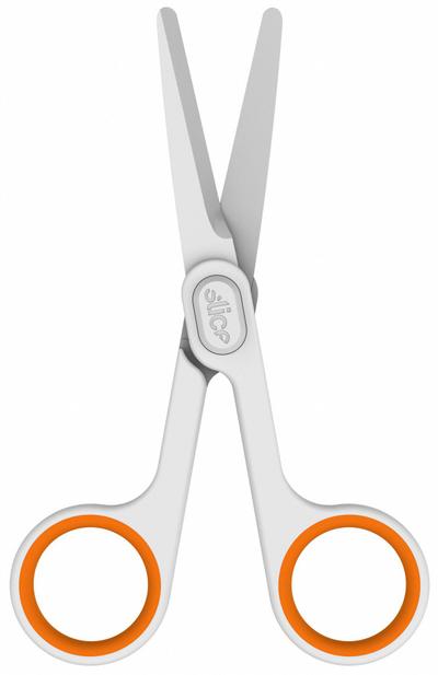 SLICE Scissors: Ambidextrous, 5 1/2 in Overall Lg, Straight, Ceramic, Rounded - Ceramic Scissors