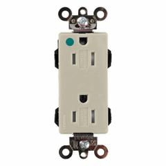 LEVITON Decora: Hospital Grade, Duplex, 5-15R, Ivory, 125V AC, 15 A, 2 Pole / 3 Wire (MPN MT162-HGI)