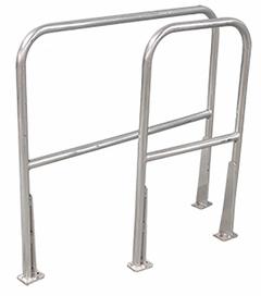 COTTERMAN Safety Railing w/ Toe Board,3ft.: Toe Board Included, 4 in x 3 in, Bolt-On Rail Mounting (MPN AR3T C50 P6). Key specifications — Product Type: Handrail Section; Brand: COTTERMAN; Color: Natural; Handrail Shape: Round; Material: Aluminum; Number of Rail Levels: 2; Rail Mounting Style: Bolt-On.