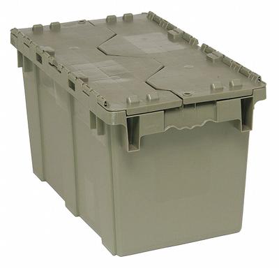 QUANTUM STORAGE SYSTEMS Attached Lid Tote: 12.3 gal, 22 1/8 in x 12 5/8 in x 13 1/4 in - Colored Attached-Lid Totes with Two-Piece Lids
