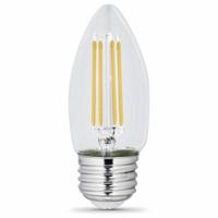 FEIT ELECTRIC Compact LED Bulb: Medium Screw (E26), LED, (B) Bullet, B10, 3.3 W Watt, 5000K, Clear (MPN BPETC40950CAFIL/2/RP). Key specifications — attr233510: B10; attr233525: 120V AC; attr233549: Clear; attr518949: 5000K; attr239859: FEIT ELECTRIC.