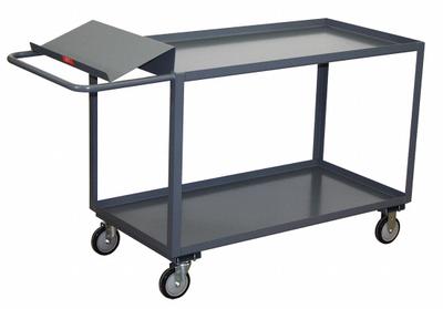 JAMCO Utility Cart: 1,200 lb, 2 Shelves, 63 in L x 31 in W x 39 in H Overall Dim - Order-Picking Utility Carts with Lipped Metal Shelves