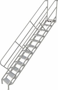 TRI-ARC Portable Stairs: 12.7 ft Overall Ht, Steel, 450 lb Load Capacity, Perforated, 12 Steps (MPN WISS112246). Key specifications — attr1050559: Gray; attr1050557: TRI-ARC.