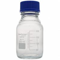COLE-PARMER Media Bottle: 250 mL, Cap, 45 mm, 13.7 cm, Colorless, Closure Included, Wide Mouth Size (MPN 3450339). Key specifications — Closure Type: Cap; Mouth Size: Wide; Screw Closure Size: 45 mm; Brand: COLE-PARMER; Body Color: Colorless.