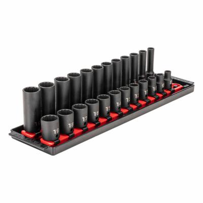TEKTON Impact Socket Set: 3/8 in Drive Size, Small Set (0-50 pieces) Set Size - Metric Impact Socket Sets